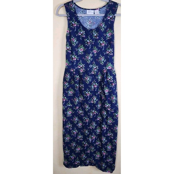 Vermont Country Store button up corduroy tank floral dress Prarie maxi MEDIUM - Picture 1 of 10